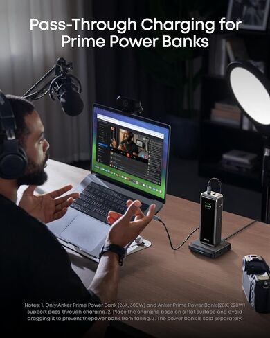 قاعدة شحن Anker، شحن بحد أقصى 150 واط لأربعة أجهزة، تعمل مع بنوك الطاقة Prime مع Pogo Pin، لأجهزة MacBook Pro/Air، Dell، iPhone 17/16 Series، Samsung، والمزيد (بنك الطاقة غير متضمن) in Kuwait