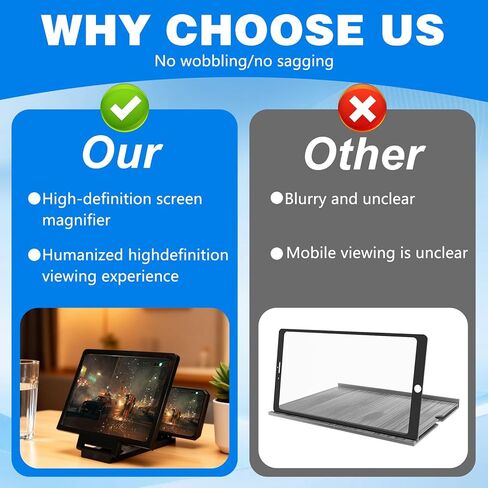 Screen Magnifier for Cell Phone,3D HD Big Screens Phone Magnifier,Foldable Phones Stand with Movie Screens Amplifier,Portable Mobile Phones Magnifier Projector for Movies,Compatible All Smartphones in Saudi Arabia