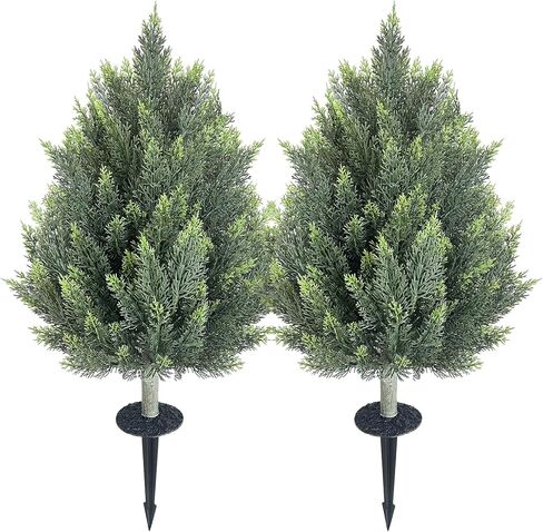 26.1inch مجموعة شجرة توبياري الاصطناعية من 2 جميل فو ، أرز الصنوبر الأشجار عيد الميلاد الأشجار الأشعة فوق البنفسجية مصنفة in Kuwait