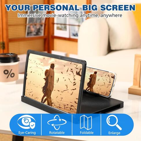 Big Screen Phone Magnifier,Screen Magnifier for Cell Phone,HD Screen Expander for Movies and Videos, Portable Magnifying Screen for Travel,Screen Magnifier Compatible with All Phones (12in, Black) in Saudi Arabia