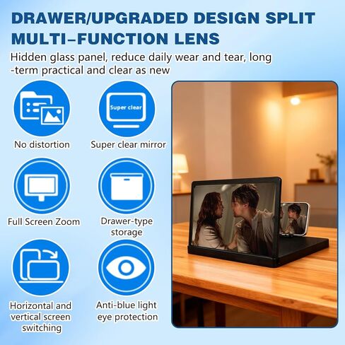 Big Screen Phone Magnifier,Screen Magnifier for Cell Phone,HD Screen Expander for Movies and Videos, Portable Magnifying Screen for Travel,Screen Magnifier Compatible with All Phones (12in, Black) in Saudi Arabia