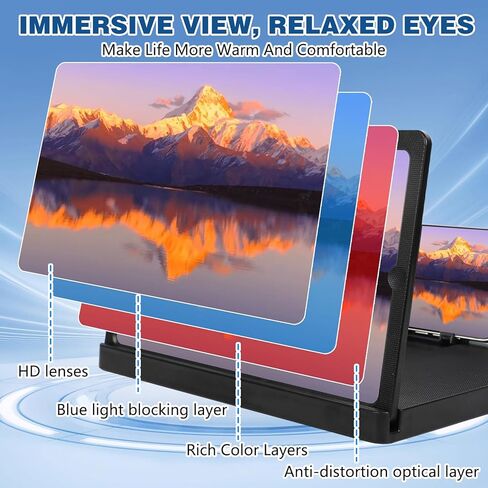 Big Screen Phone Magnifier,Screen Magnifier for Cell Phone,HD Screen Expander for Movies and Videos, Portable Magnifying Screen for Travel,Screen Magnifier Compatible with All Phones (12in, Black) in Saudi Arabia