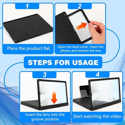 Big Screen Phone Magnifier,Screen Magnifier for Cell Phone,HD Screen Expander for Movies and Videos, Portable Magnifying Screen for Travel,Screen Magnifier Compatible with All Phones (12in, Black) in Saudi Arabia