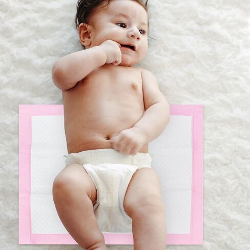 XIGGA 25 Pcs Disposable Diaper Changing Pad - Highly Absorbent, Leak Proof, Suitable for Baby Home or Travel Use, 17.7x25.6in - Pink in Saudi Arabia
