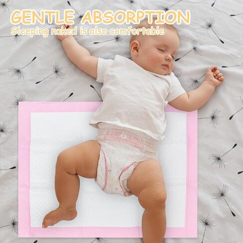 XIGGA 25 Pcs Disposable Diaper Changing Pad - Highly Absorbent, Leak Proof, Suitable for Baby Home or Travel Use, 17.7x25.6in - Pink in Saudi Arabia