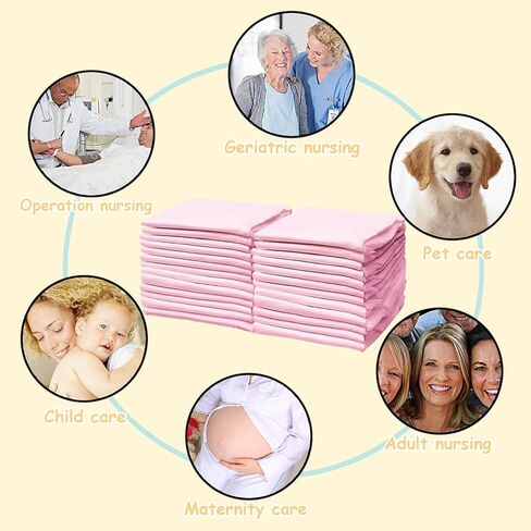 XIGGA 25 Pcs Disposable Diaper Changing Pad - Highly Absorbent, Leak Proof, Suitable for Baby Home or Travel Use, 17.7x25.6in - Pink in Saudi Arabia