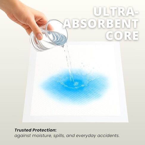 وسادات BeeStarz® Gentle-Dry+ الفاخرة، 50 قطعة - 17 بوصة × 24 بوصة، فائقة الامتصاص ومضادة للتسرب ومتعددة الأغراض للاستعمال مرة واحدة | حماية طوال اليوم للأطفال والكبار والحيوانات الأليفة والأسطح - المنزل والسفر in Kuwait