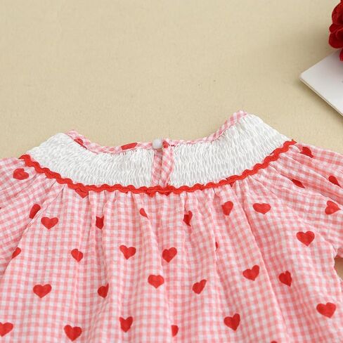 Toddler Girl Valentines Outfit Embroider Be Mine Red Checkered Heart Dress Baby Valentine's Day Dresses Clothes in Saudi Arabia