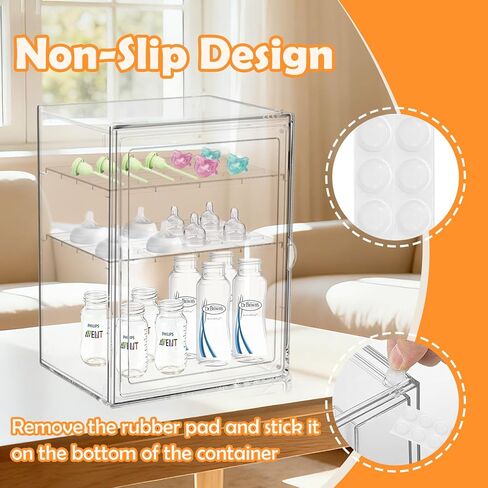 منظم زجاجات الأطفال، منظم تخزين زجاجات الأطفال بارتفاع قابل للتعديل للزجاجات واللهايات وأجزاء المضخة، منظم شفاف للمنضدة والخزانة والزينة والحمام in Kuwait