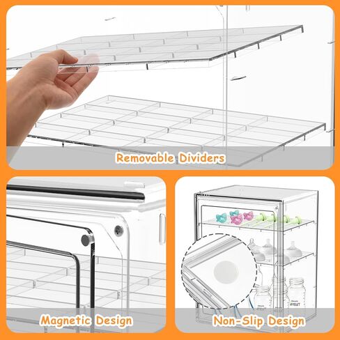 منظم زجاجات الأطفال، منظم تخزين زجاجات الأطفال بارتفاع قابل للتعديل للزجاجات واللهايات وأجزاء المضخة، منظم شفاف للمنضدة والخزانة والزينة والحمام in Kuwait