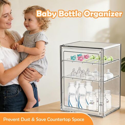 منظم زجاجات الأطفال، منظم تخزين زجاجات الأطفال بارتفاع قابل للتعديل للزجاجات واللهايات وأجزاء المضخة، منظم شفاف للمنضدة والخزانة والزينة والحمام in Kuwait