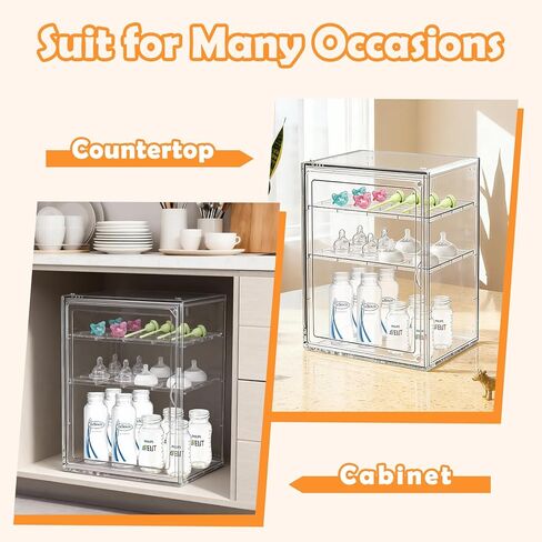 منظم زجاجات الأطفال، منظم تخزين زجاجات الأطفال بارتفاع قابل للتعديل للزجاجات واللهايات وأجزاء المضخة، منظم شفاف للمنضدة والخزانة والزينة والحمام in Kuwait