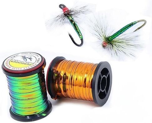 Pack of 1 Green Peacock Flat Tinsel 35 Yards Fly Tying Floss Thread Silky Yarns Fly Fishing Tying Line Materials Accessories in Saudi Arabia