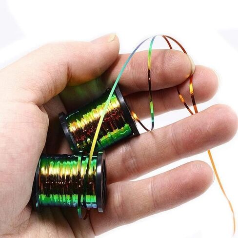 Pack of 1 Green Peacock Flat Tinsel 35 Yards Fly Tying Floss Thread Silky Yarns Fly Fishing Tying Line Materials Accessories in Saudi Arabia