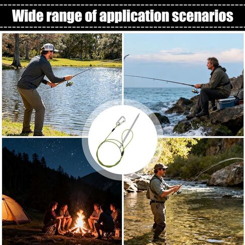 Fish Holder Clip with Stainless Steel Rope and Carabiner, Fishing Grabber Tool for Scuba, Kayaking, Lake, Pond, Seaside, Stream, Durable and Portable in Saudi Arabia