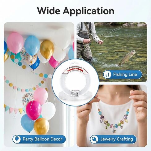 Clear Fishing Wire, 656FT Fishing Line Clear Invisible Hanging Wire Strong Nylon String Supports 40 Pounds for Balloon Garland Hanging Decorations in Saudi Arabia