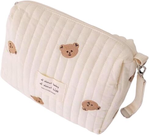 Cute Diaper Bags for Women Maternity Bag Quilted Cotton Rabbit Bear Embroidery Portable Attachable To Stroller Outdoor in Saudi Arabia
