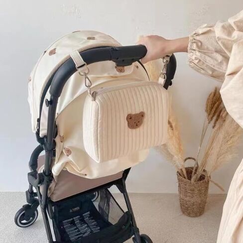 Cute Diaper Bags for Women Maternity Bag Quilted Cotton Rabbit Bear Embroidery Portable Attachable To Stroller Outdoor in Saudi Arabia