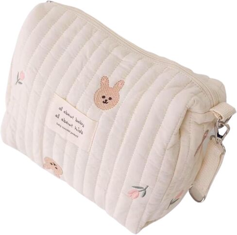 Cute Diaper Bags for Women Maternity Bag Quilted Cotton Rabbit Bear Embroidery Portable Attachable To Stroller Outdoor in Saudi Arabia