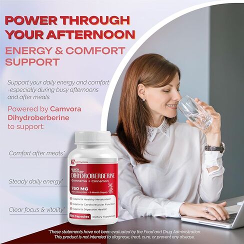 Dihydroberberine - Glucovantage - Super Berberine 760 mg مع صالة القرفة فينجيما الحلبة - الحد الأقصى للامتصاص - دعم صحة الأمعاء ، التمثيل الغذائي - غير الكائنات المعدلة وراثيًا ، خالية من الغلوتين - مصنوعة واختبارها في الولايات المتحدة الأمريكية in Saudi Arabia