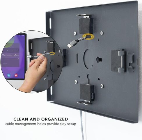 جبل عليه! حامل جداري للكمبيوتر اللوحي قابل للقفل لجهاز Samsung Tab A9+، S9، S9 FE، S8، A8 - حافظة أمان مغلقة بالكامل، حامل كمبيوتر لوحي مضاد للسرقة، متوافق مع VESA، حامل جداري متدفق، فولاذ عالي التحمل، أسود in Saudi Arabia