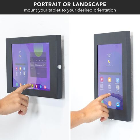 جبل عليه! حامل جداري للكمبيوتر اللوحي قابل للقفل لجهاز Samsung Tab A9+، S9، S9 FE، S8، A8 - حافظة أمان مغلقة بالكامل، حامل كمبيوتر لوحي مضاد للسرقة، متوافق مع VESA، حامل جداري متدفق، فولاذ عالي التحمل، أسود in Saudi Arabia