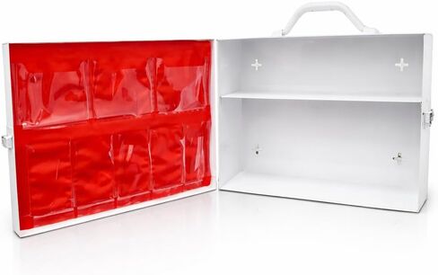 Rapid Care 2-Shelf Metal First Aid Cabinet Empty Wall Mountable Steel First Aid Kit with Door Pouches for Home and Workplace Safety in Saudi Arabia