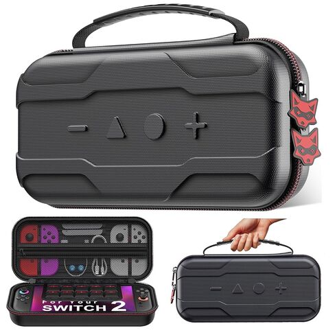 AXYBCOOL Switch 2 Case Compatible with Nintendo Switch 2(2025)/Switch/Switch OLED, Portable Hard Shell Switch 2 Travel Case for Accessories and Games with Cute Fox Shaped Zippers-Black in Saudi Arabia