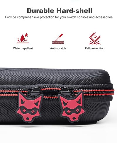 AXYBCOOL Switch 2 Case Compatible with Nintendo Switch 2(2025)/Switch/Switch OLED, Portable Hard Shell Switch 2 Travel Case for Accessories and Games with Cute Fox Shaped Zippers-Black in Saudi Arabia