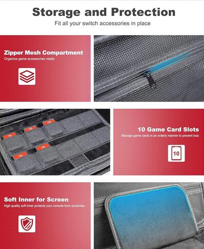 AXYBCOOL Switch 2 Case Compatible with Nintendo Switch 2(2025)/Switch/Switch OLED, Portable Hard Shell Switch 2 Travel Case for Accessories and Games with Cute Fox Shaped Zippers-Black in Saudi Arabia