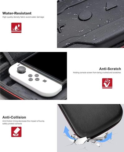 AXYBCOOL Switch 2 Case Compatible with Nintendo Switch 2(2025)/Switch/Switch OLED, Portable Hard Shell Switch 2 Travel Case for Accessories and Games with Cute Fox Shaped Zippers-Black in Saudi Arabia