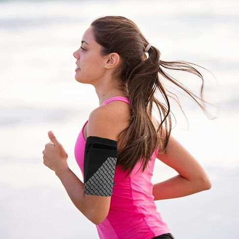 Reflective Running Armband Sports Phone Holder Fitness Mobile Arm Bag for Men and Women Outdoor Cycling Workout Black L Size in Saudi Arabia