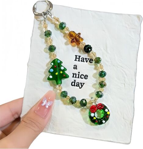 Phone Charm with Crystal/Handpainted Bead, Kawaii Hands-Free Wrist Strap for Women Girl, Cute Leopard Print Shell Bead, Luxury Bling Diamond Glitter Beaded, Phone Lanyard in Saudi Arabia