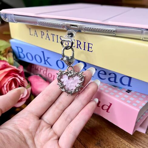 مجموعة سحر لطيفة لـ Kindle، بما في ذلك حامل قبضة القلب على طراز Y2k، سحر القلب الوردي، سلاسل مفاتيح سلسلة ساحرة لملحقات هاتف القارئ الإلكتروني in Kuwait