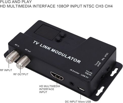 Zunate RF Modulator، 471.25MHz885.25MHz 1080P HD محول محوري يدعم تنسيقات NTSC PAL HDMI 1.4 إلى محول RF لوحدة التحكم في الألعاب التلفزيونية وصندوق الأقمار الصناعية DVD PC in Kuwait