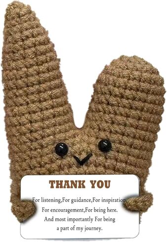 Positive Crochet Cat, Christmas Birthday Gifts for Women Men Friends, Emotional Inspirational Handmade Knitted Cat Doll for Home Office Desk Decor in Saudi Arabia