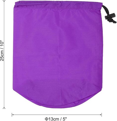 Stuff Sack, 5 x 10 Inch Waterproof Outdoor Storage Sack Portable Drawstring Dust Flap Bag for Camping, Purple in Saudi Arabia