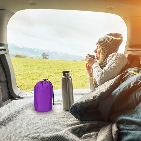 Stuff Sack, 5 x 10 Inch Waterproof Outdoor Storage Sack Portable Drawstring Dust Flap Bag for Camping, Purple in Saudi Arabia