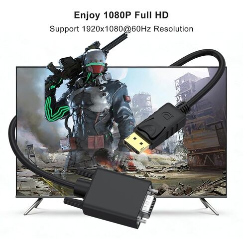 Vanjua DisplayPort to VGA Cable, 1.8M/5.9FT Display Port of Computer/Laptop to VGA of Monitor/Projector Adapter (Not Bidirectional) in Saudi Arabia