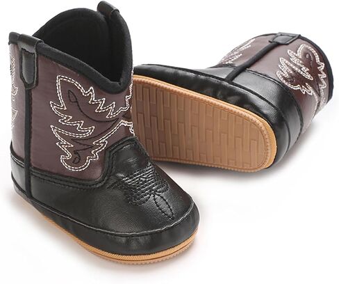 Karwuiio Toddler Baby Boys Girls Western Cowboy Boots First Walker Crib Shoes Soft Sole Non-Slip Moccasins Bootie in Saudi Arabia