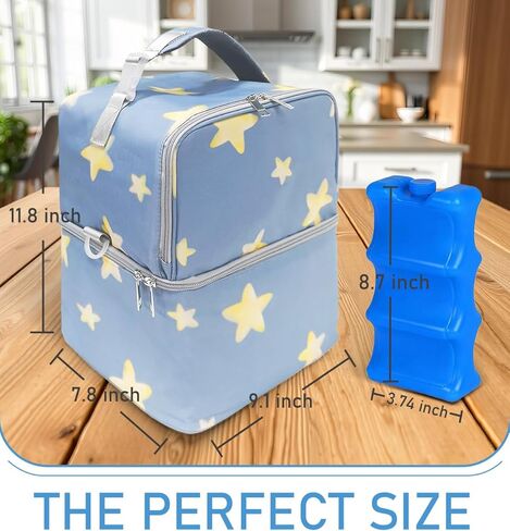 Breastmilk Cooler Bag with Ice Pack, Large Insulated Breast Pump Bottle Storage, Portable Baby Bottle Cooler for Travel, Beautiful Star Design in Saudi Arabia