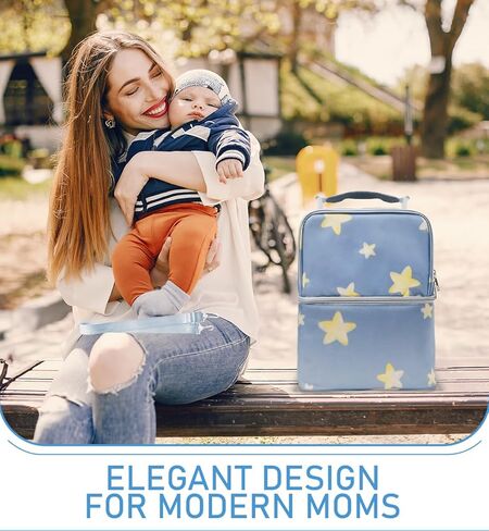 Breastmilk Cooler Bag with Ice Pack, Large Insulated Breast Pump Bottle Storage, Portable Baby Bottle Cooler for Travel, Beautiful Star Design in Saudi Arabia
