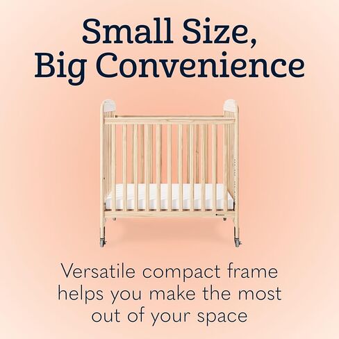 Foundations Serenity Compact Clearview Daycare Crib, Fixed Side, Durable Wood Construction, Adjustable Mattress Board, Clear End Panels. Includes 3" InfaPure Foam Mattress (Natural) in Saudi Arabia