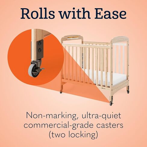 Foundations Serenity Compact Clearview Daycare Crib, Fixed Side, Durable Wood Construction, Adjustable Mattress Board, Clear End Panels. Includes 3" InfaPure Foam Mattress (Natural) in Saudi Arabia