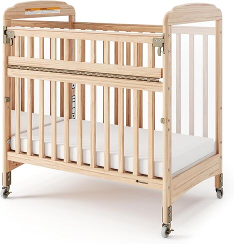 Foundations Serenity Compact Clearview Daycare Crib, Fixed Side, Durable Wood Construction, Adjustable Mattress Board, Clear End Panels. Includes 3" InfaPure Foam Mattress (Natural) in Saudi Arabia