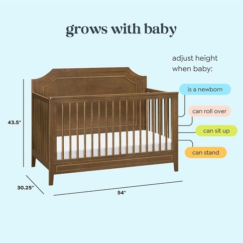 Davinci Chloe Regency 4-in-1 Convertible Crib in Walnut, Greenguard Gold Certified in Kuwait