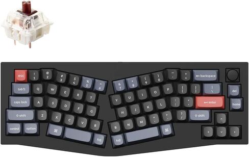 لوحة مفاتيح ميكانيكية سلكية مخصصة Keychron Q8 مع مقبض، 65% Alice Layout QMK/VIA قابلة للبرمجة، مفتاح Gateron G Pro أحمر قابل للتبديل السريع، حشية مزدوجة متوافقة مع نظام التشغيل Mac Windows Linux (أسود) in Kuwait