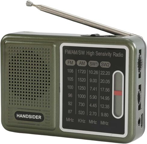 راديو ترانزستور FM AM SW مع بطارية قابلة لإعادة الشحن، راديو جيب محمول مع مشغل موسيقى MP3، أداة طوارئ صغيرة تعمل بالبطارية على الموجات القصيرة، شحن من النوع C ومقبس سماعة الرأس (إصدار مشغل الموسيقى) in Saudi Arabia