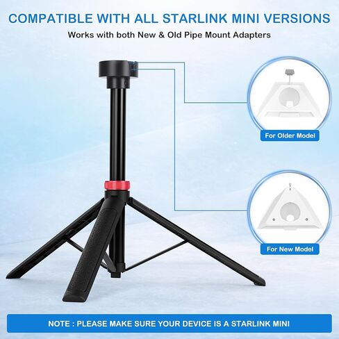 Portable Tripod Stand for Starlink Mini – Compatible with New & Old Pipe Mount Adapters, Lightweight 0.9 lb Aluminum Folding Base with Carry Bag for Camping, RV, Travel in Kuwait