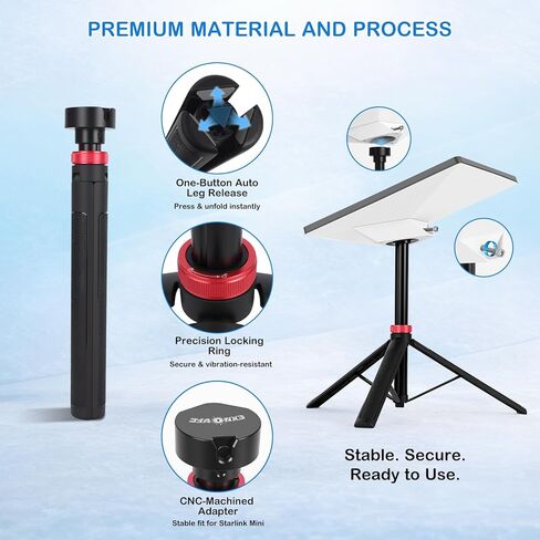 Portable Tripod Stand for Starlink Mini – Compatible with New & Old Pipe Mount Adapters, Lightweight 0.9 lb Aluminum Folding Base with Carry Bag for Camping, RV, Travel in Kuwait